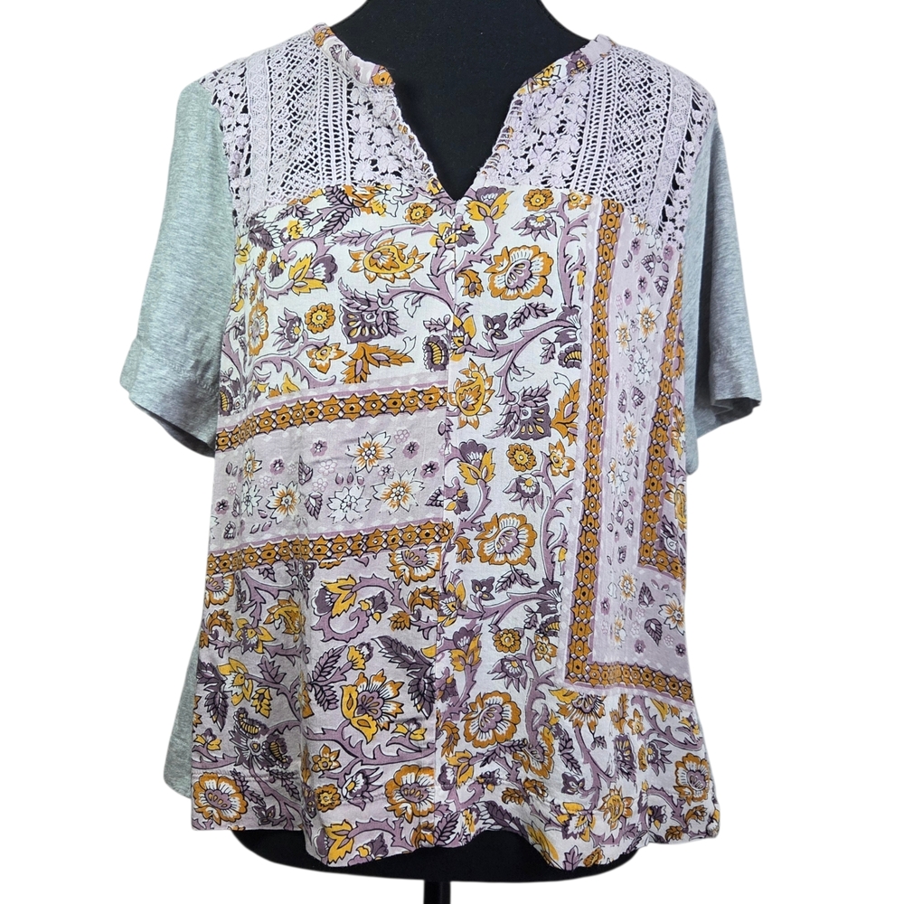 Tiny By Anthropologie Boho Floral Blouse With Beautiful Embroidered Detail L